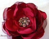 Red Bridal Flower Hair clip, Red Wedding Hair Accessory, Red Fascinator, Red Bridal Head Piece