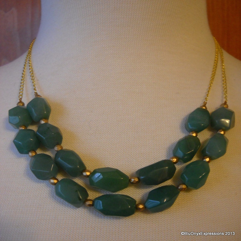 Light Aventurine Nugget Bib Necklace, Spring Celebrations, Jewelry, Necklace, Bib Necklace, Patone Colors, Graduation