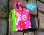 Ready to Ship Hand Painted Square Canvas inspired by Lilly Pulitzer Cherry Begonia Hotty Pink print