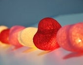 Sweet colour cotton heart string lights for Patio,Wedding,Party and Decoration (20 bulbs)