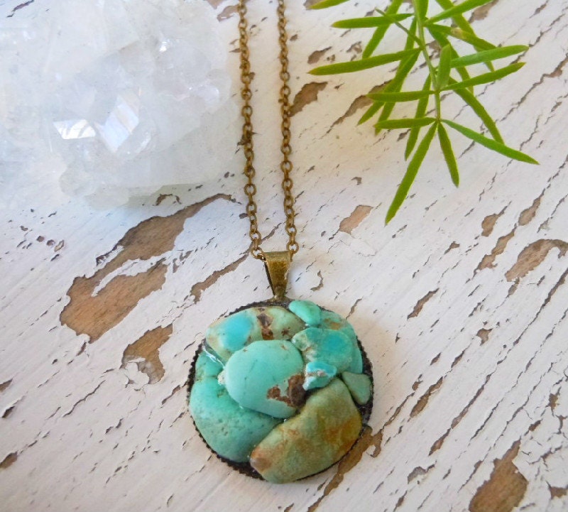 Raw Turquoise Gemstone Layering Necklace - Boho Chic Long Chain Necklace