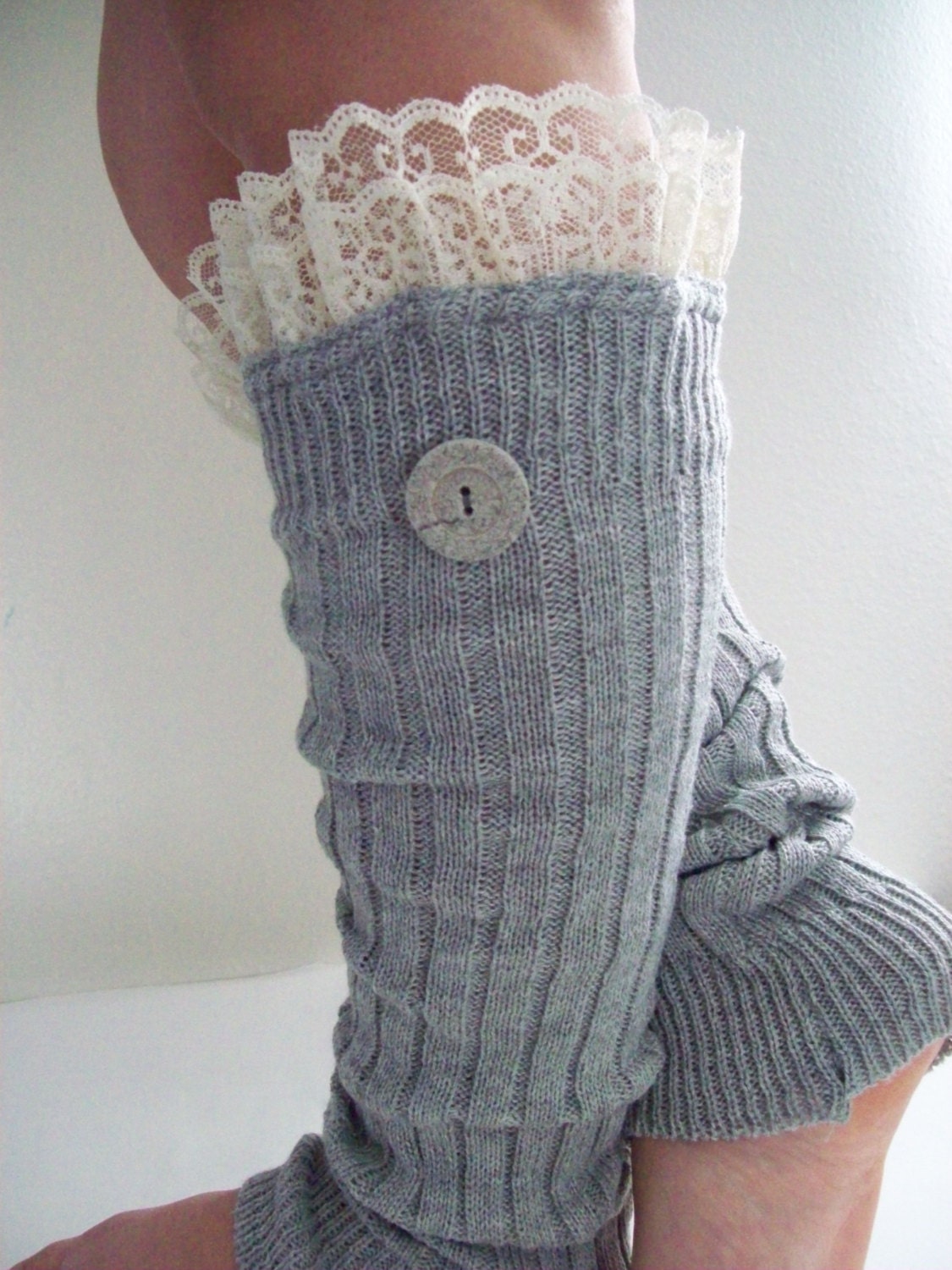 Spring Cleaning SALE Gray Lacey Legwarmers