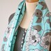 Summer Night Shawl. Wrap. Extra Long Scarf. Aqua. Amethyst. Fringe. Floral. Botanical. Premium Cotton. Novella