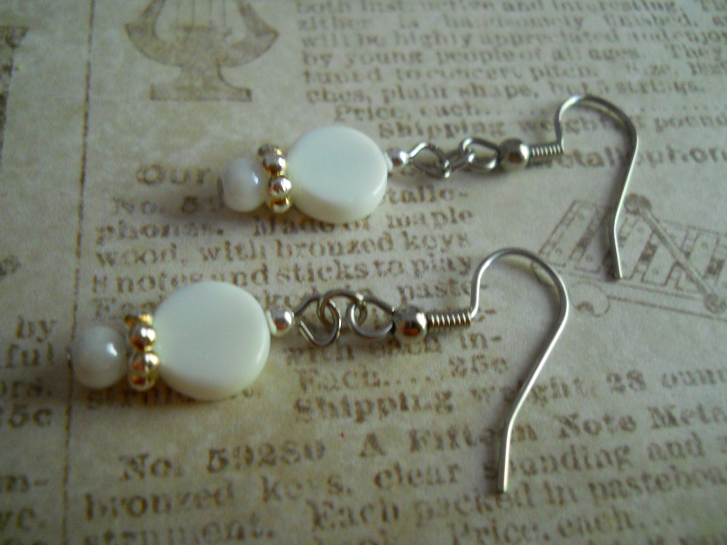 Classic Modern White Earrings Silver Glass Beaded Jewelry