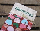 Fabric journal, diary, hedgehog, Memories