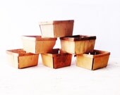 Six Berry Baskets, wooden, Primitive, holders, organize.