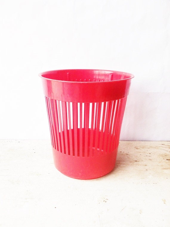 Vintage Retro Mid Century Red Garbage Can