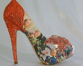 Wizard of Oz theme wedding shoes ..  bespoke custom design Swarovski heels.. Digital Print imaging