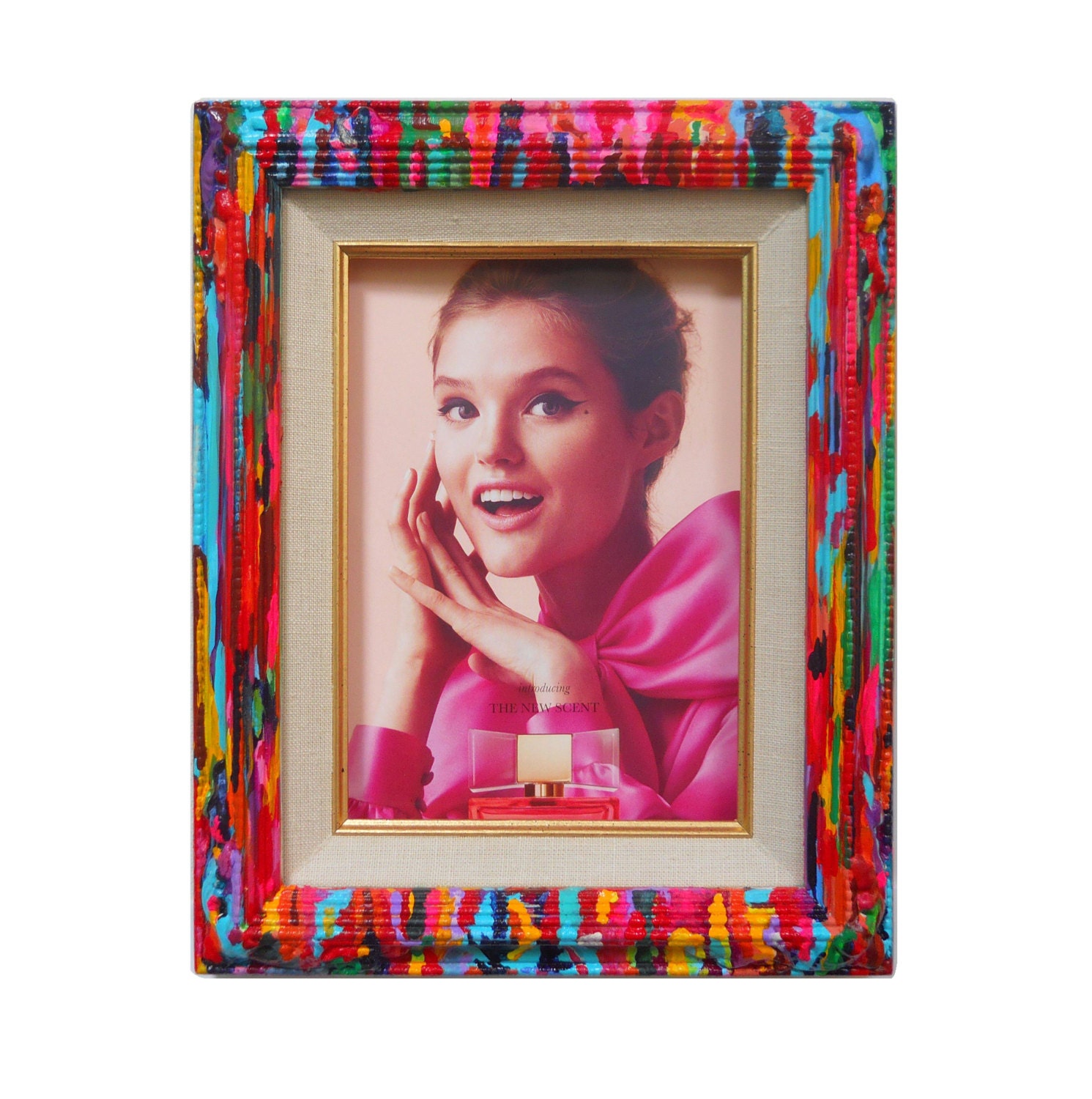 Rainbow Abstract Hand Painted Frame 5x7