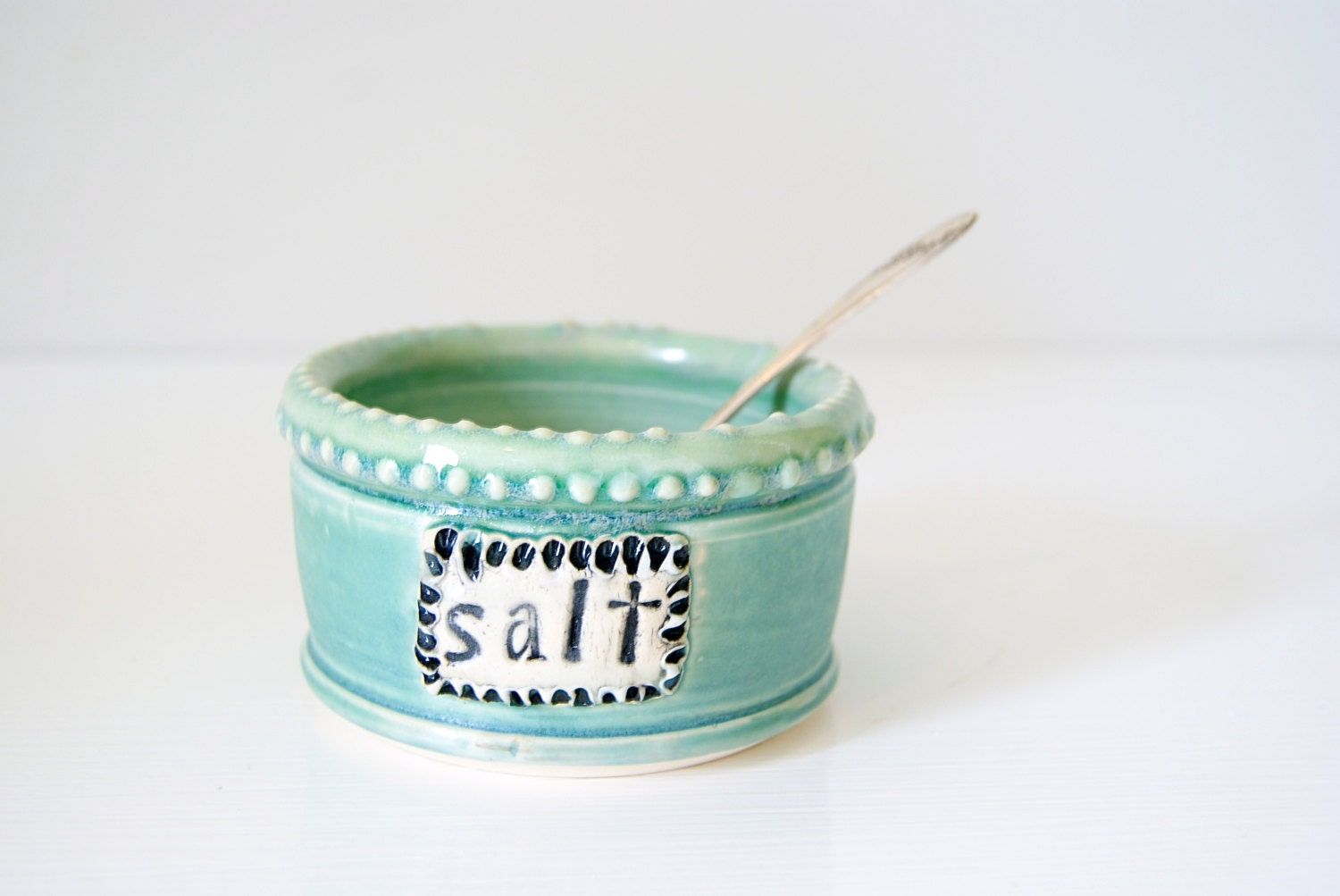 Salt Cellar, Jar, Bowl, Pig / Handmade Pottery / Blue Green / Ready to Ship