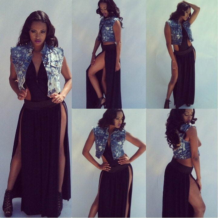 Benzo Couture Double Slit Maxi Skirt