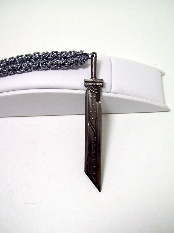 Mens necklace, final fantasy, mens jewelry, Geekery, Buster sword, advent children, sword, necklace, FF7