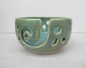 Handmade Pottery Yarn Bowl // Ceramic Yarn Bowl // Spring Green // Knitting Supplies