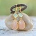 Soft Peach and Mint Bridemaid Earrings in Gold. Dangle Earrings.  Bridesmaid Jewelry. Wedding Jewelry.