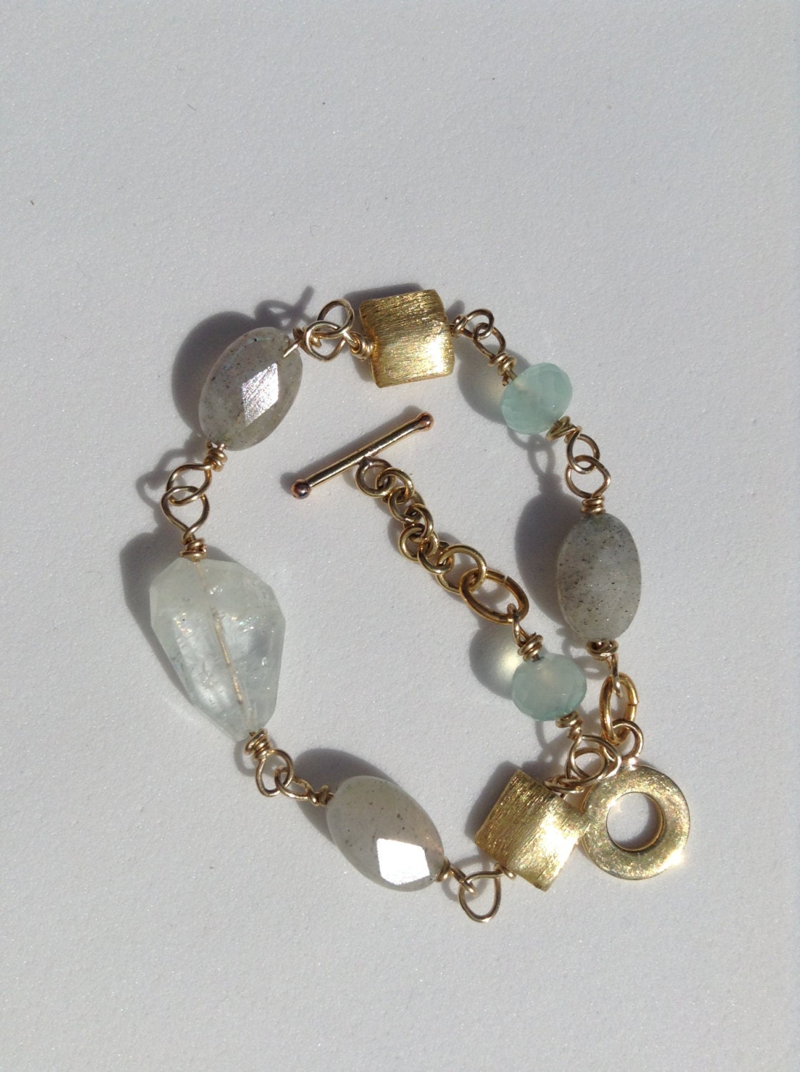 Moonstone gold wrapped bracelet