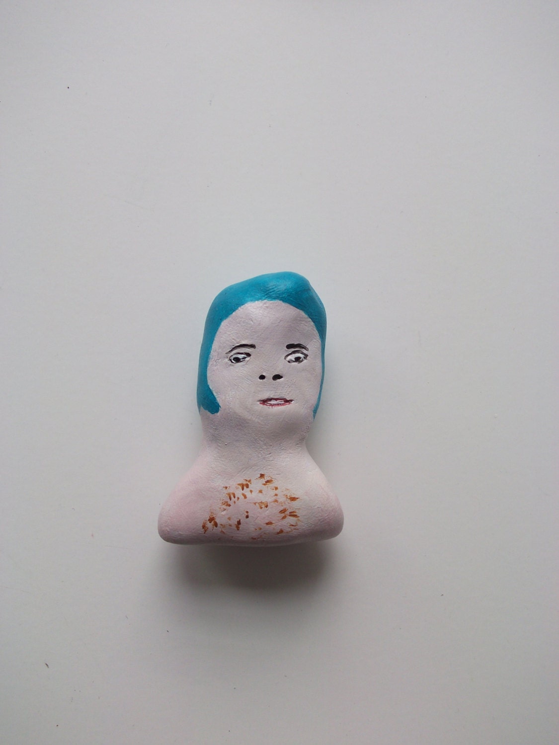 Clay sculpture INGEBORGA series 2 doll figure bust (original art) blue guy