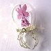 Ring glass globe Pink Eiffel Tower with wings of butterfly -Terrarium ring