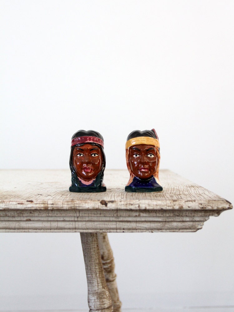 Vintage Salt and Pepper Shakers / Indian Boy & Girl Shakers