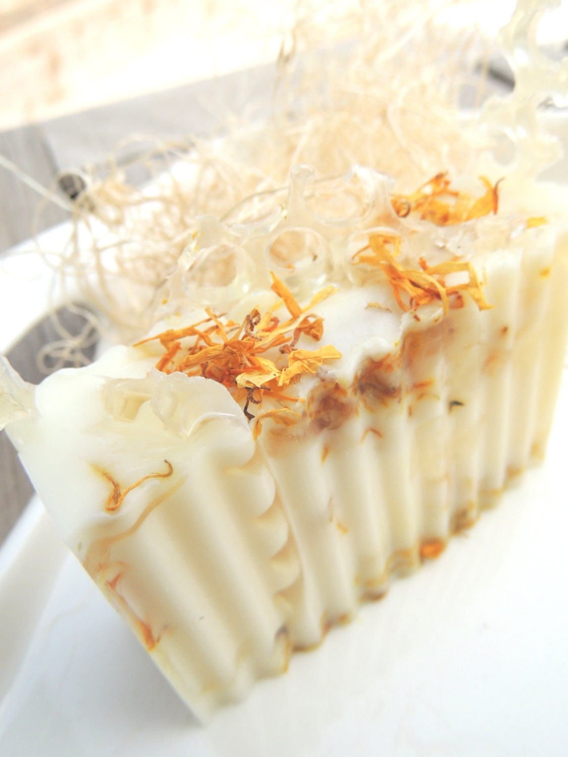 GOATS MILK & HONEY Soap, Natural Soap Oatmeal Goats Milk and Honey, Calendula Petals