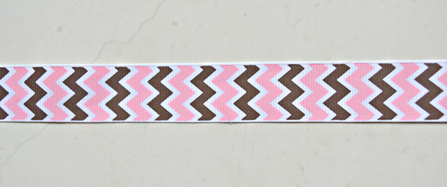 Best Buds chocolate brown and pink chevron on 7/8" grosgrain Il_170x135