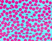 Fuschia pink silly dots printed on turquoise 7/8" grosgrain ribbon-High Quality Il_170x135