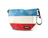 Large Courier Bag, Waterproof Messenger Bag made from Truck Tarp, Seatbelt Strap, Eco Friendly and Handmade, Red, White & Blue (20.03)