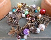 Enchanted Butterfly Forest and Pearls Bracelet
