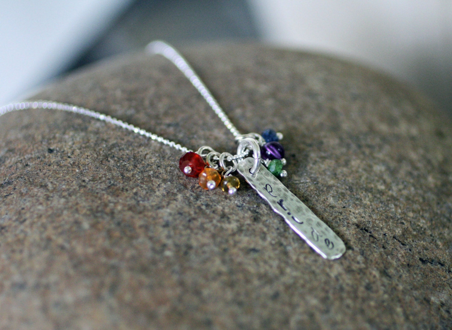 Pride - rainbow gemstone charm necklace