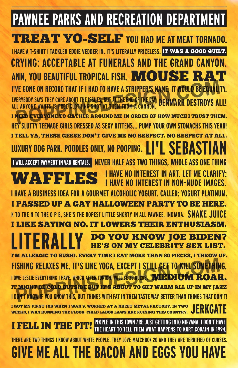 11X17 Parks and Recreation Quotes Poster