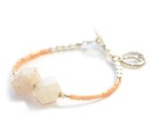 CROWN CHAKRA - Quartz and Coral Peace Charm Bracelet (Seventh Chakra - Migraines, low energy, depression, cloudy thinking)