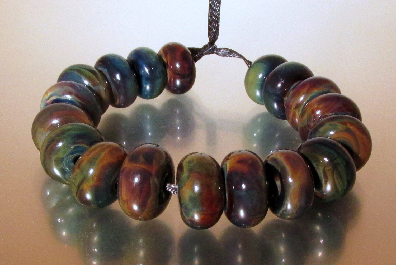 Lampwork Beads Silver Glass Donut Beads(18)- The Organics Collection - LEteam