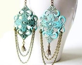 Boho or Victorian Style Chandelier Earrings Romantic Vintage Style Earrings Chain Chandelier Drop Earrings