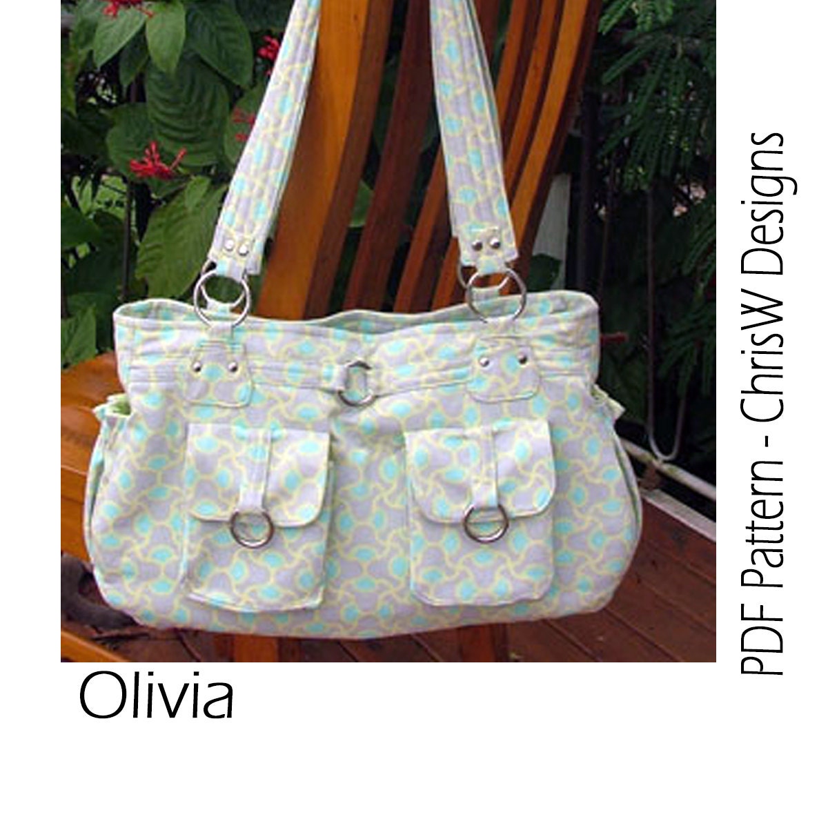 INSTANT DOWNLOAD purse PDF Sewing Pattern with recessed zipper - Olivia by ChrisW Designs