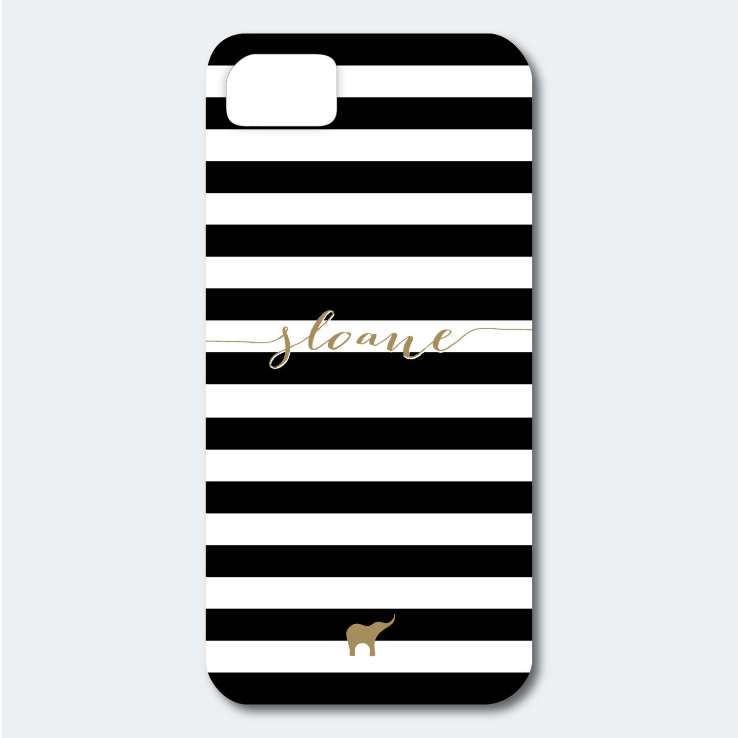 iPhone 5 or 4/4S Case - Bold Stripes in Black and Gold, Customized with your Name