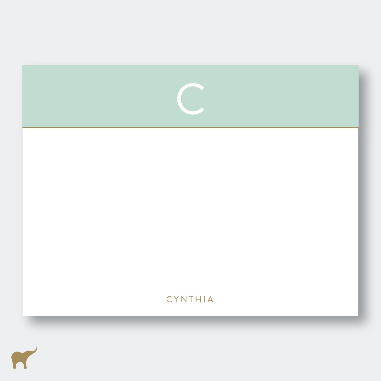 Personal Note Cards - Classic Design in Pool and Gold