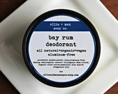 BAY RUM Natural Deodorant Aluminum Free 2oz Cream Deodorant, Organic Deodorant,Vegan Deodorant