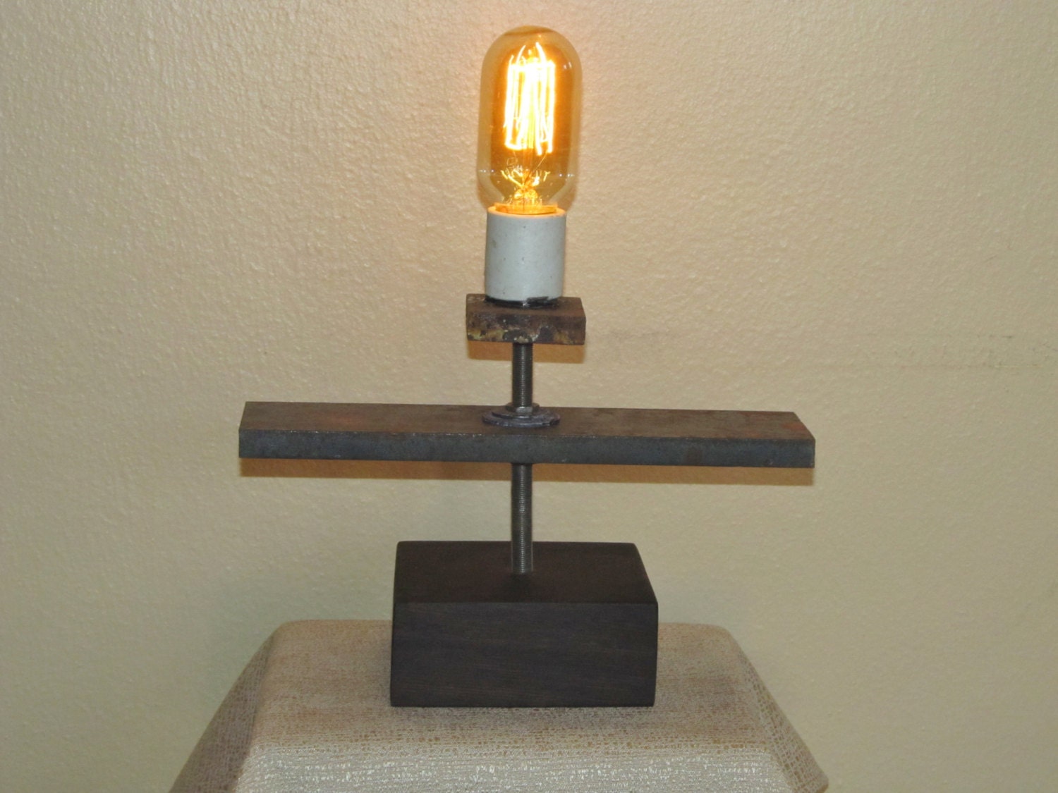 Found Metal Artifact Accent Lamp Number 114