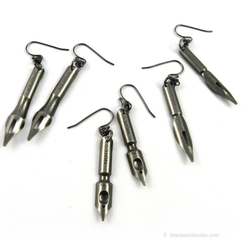 Pen Nib Earrings (Fountain Pen, Jewelry for Writers, Geekery)