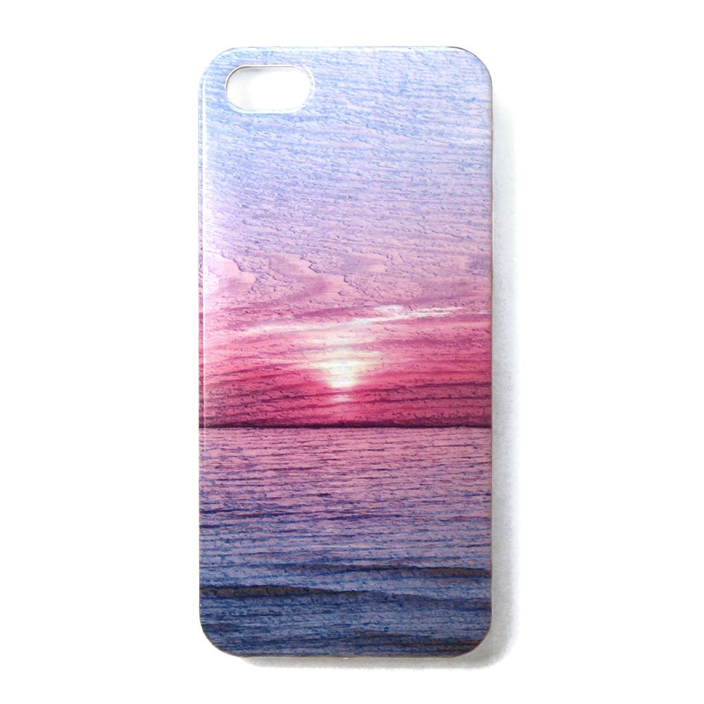 iPhone 5 Case - Wood Texture - Sunset at Sea, Beach