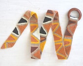 Woven Tribal Belt. Vintage 1970s Cotton Stripe Belt. Extra Small