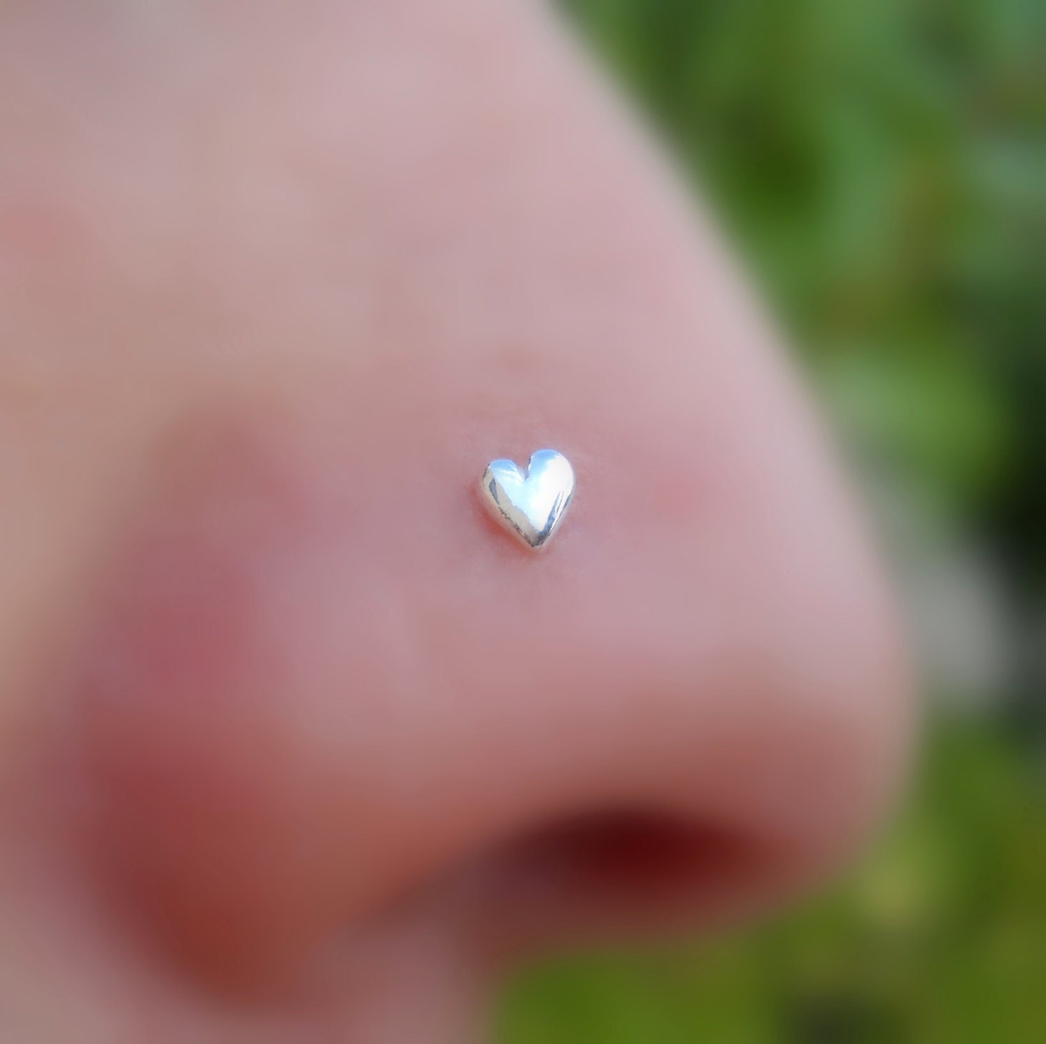Valentine Heart Nose Ring Stud Sterling Silver Handcrafted