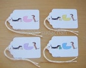 Dachshund Baby Shower Gift Tags.Favors - Dachshunds with Bassinet.Personalized.Choose your color (set of 20)