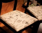Vintage, Retro, Black Painted Pair of Chairs,, 1960's, Word Fabric