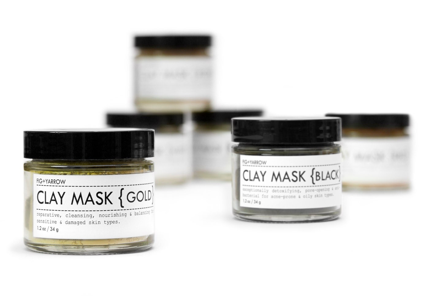 CLAY MASK - Green, Gold, Black, Rose, Red, White - 1.2 oz in glass jar - handcrafted - apothecary