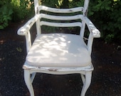 Cottage Chic Oak Arm Chair White Painted Distressed finish