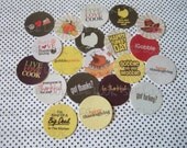 THANKSGIVING TURKEY PUMPKIN pie gobble thankful  no. 619 1/2 1.5 inch  set of 20   button badge pin back pinback flat back flatback