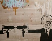 ONE plus ONE equals ZERO Version 3 Original Painting on Canvas Graffiti Urban and Pop Art Inspired Artwork