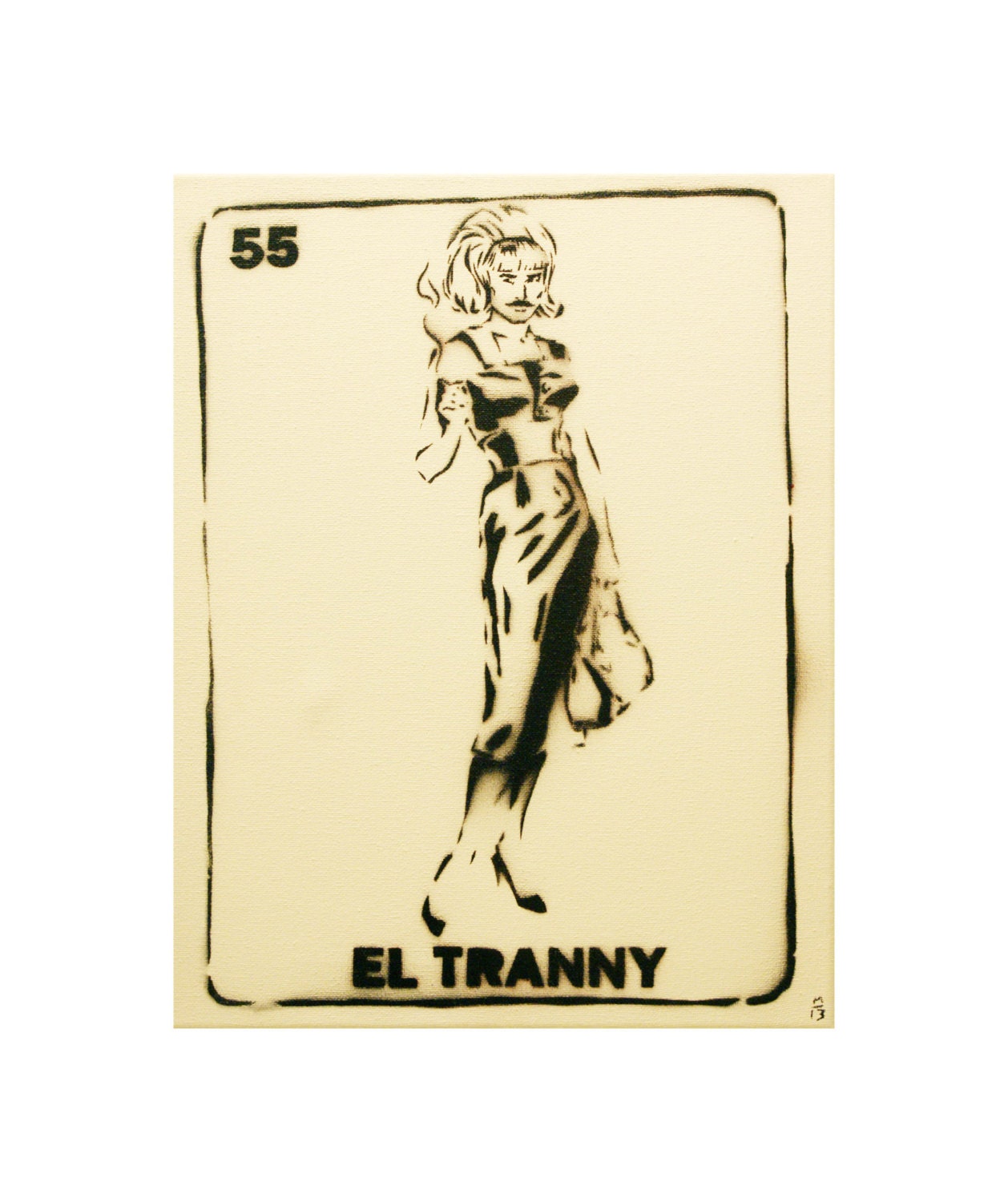 EL TRANNY Loteria Original Artwork 11x14 Original Painting Graffiti Pop Art and Mexican Culture Inspired Art on Canvas