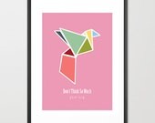 Origami Bird 5 X 7 inch Art Print - Choose Your Background Color - Home Décor Original Design by Adidit Print no. 214