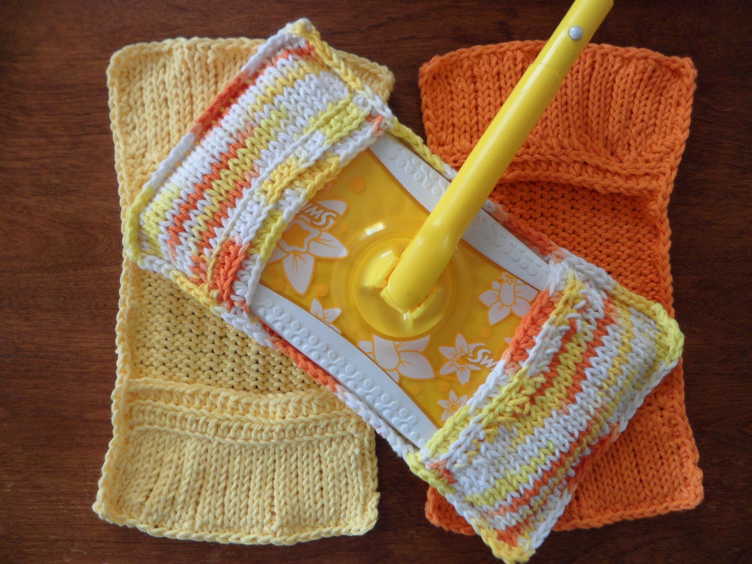 Set of 3 Eco Friendly Cotton Swiffer Covers - handknitted4you